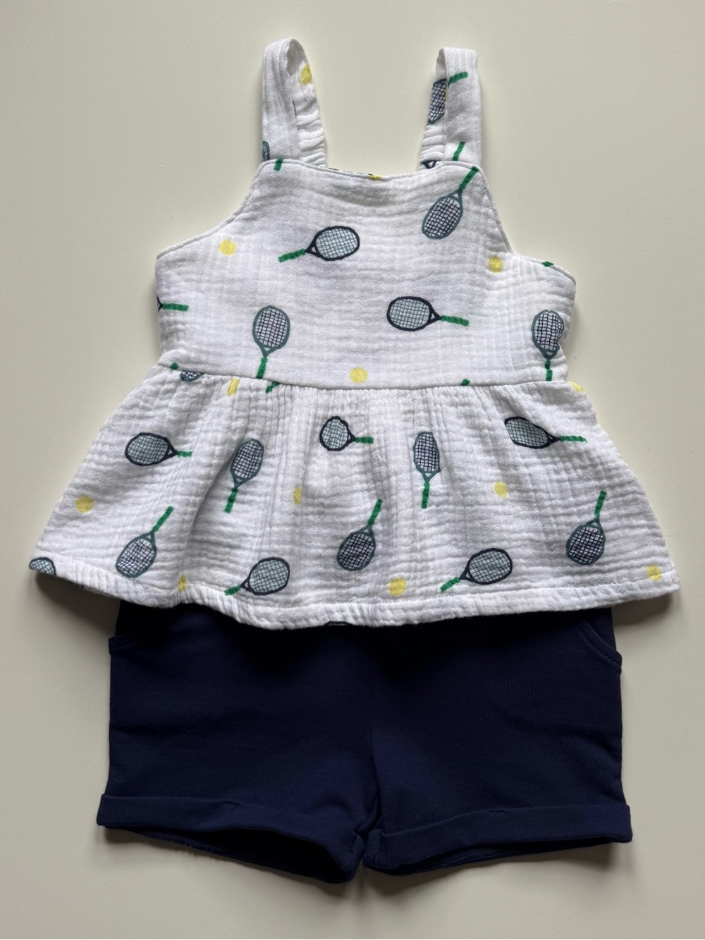 Angel Dear Girls Tennis Peplum Tank with Shorts Set - Size 18-24M